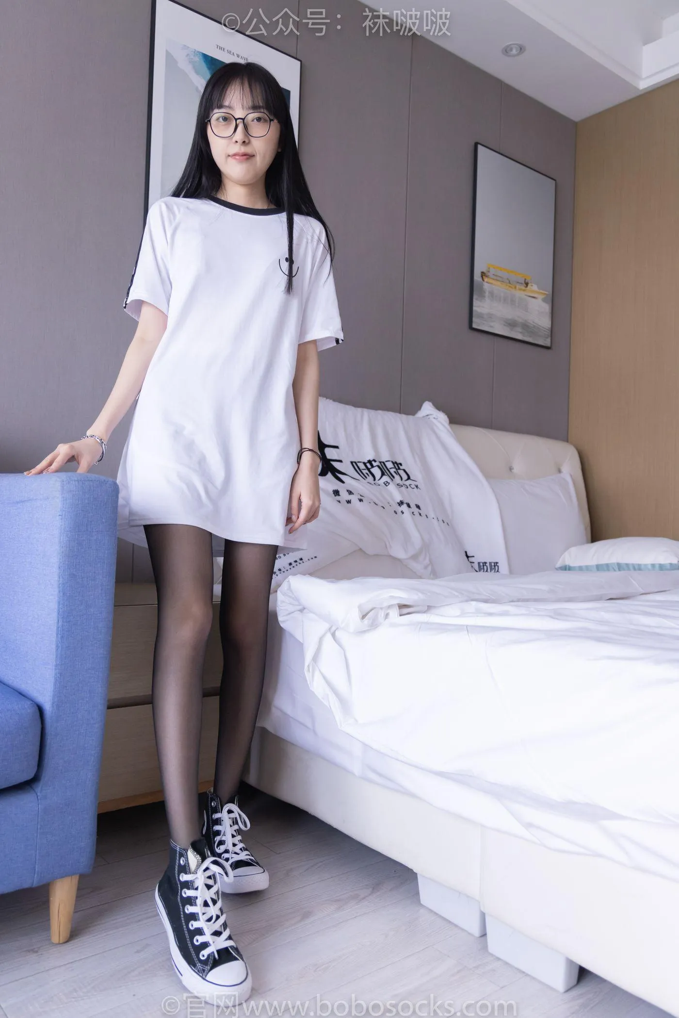 [BoBoSocks袜啵啵]NO.067 稚予-匡威帆布鞋、黑丝 [125P]插图3